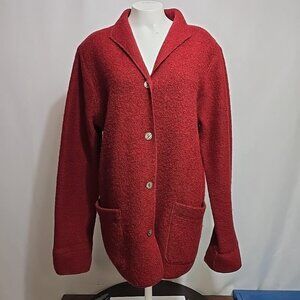 Vintage Eagle's Eye Blazer Jacket Womens Size Medium 100% Wool Red Button Up